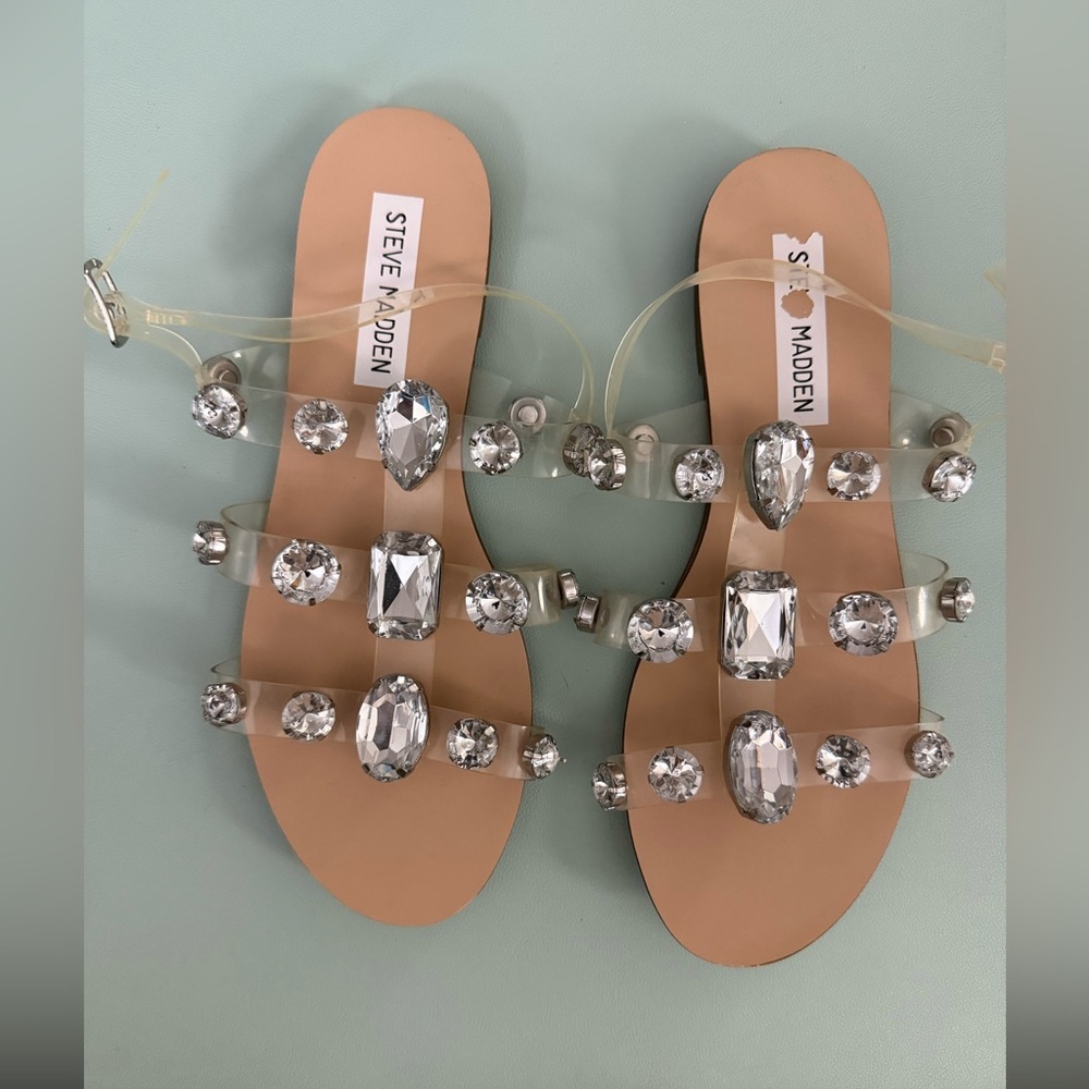 Steve Madden Clear Crystal Embellished Sandals